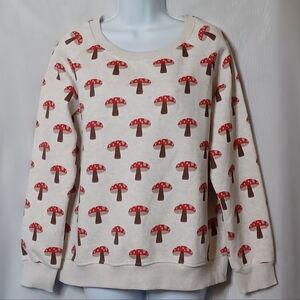 SM Wardrobe Beige Sweatshirt  With Red and Brown Mushroom Print. Size M